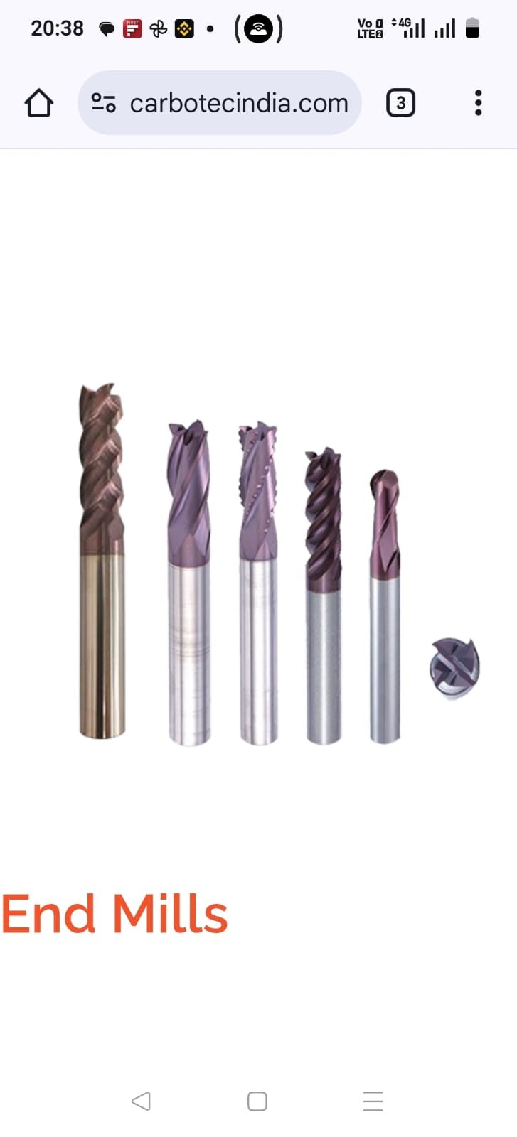 Carbotec end mills range